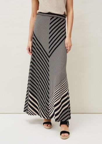 Phase Eight Roz Stripe Skirts Black/Grey Canada | WFLBOA-456